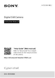 Sony Cyber-shot RX100 VI manual. Camera Instructions.